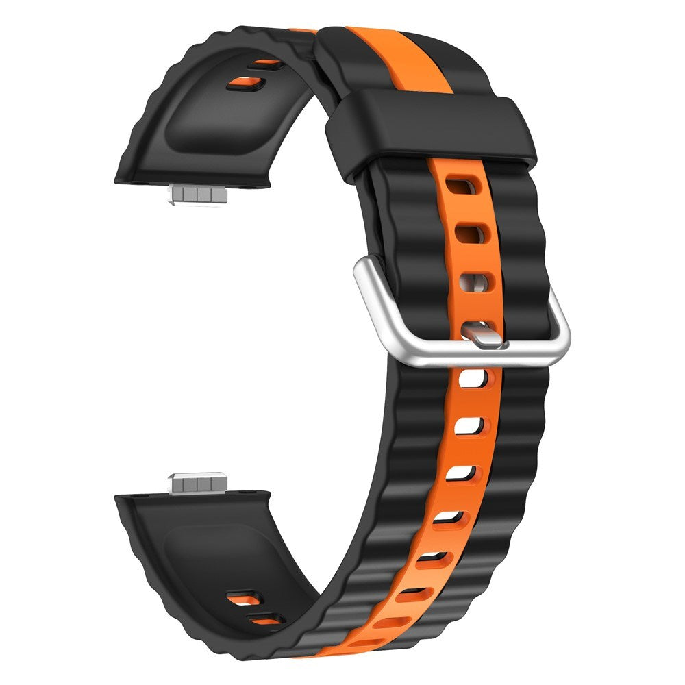Huawei Watch Fit 5 Pro / 5 / 4 Pro / 4 / 3 EIDERWOOD Tofarvet Silikone Rem - Sort / Orange
