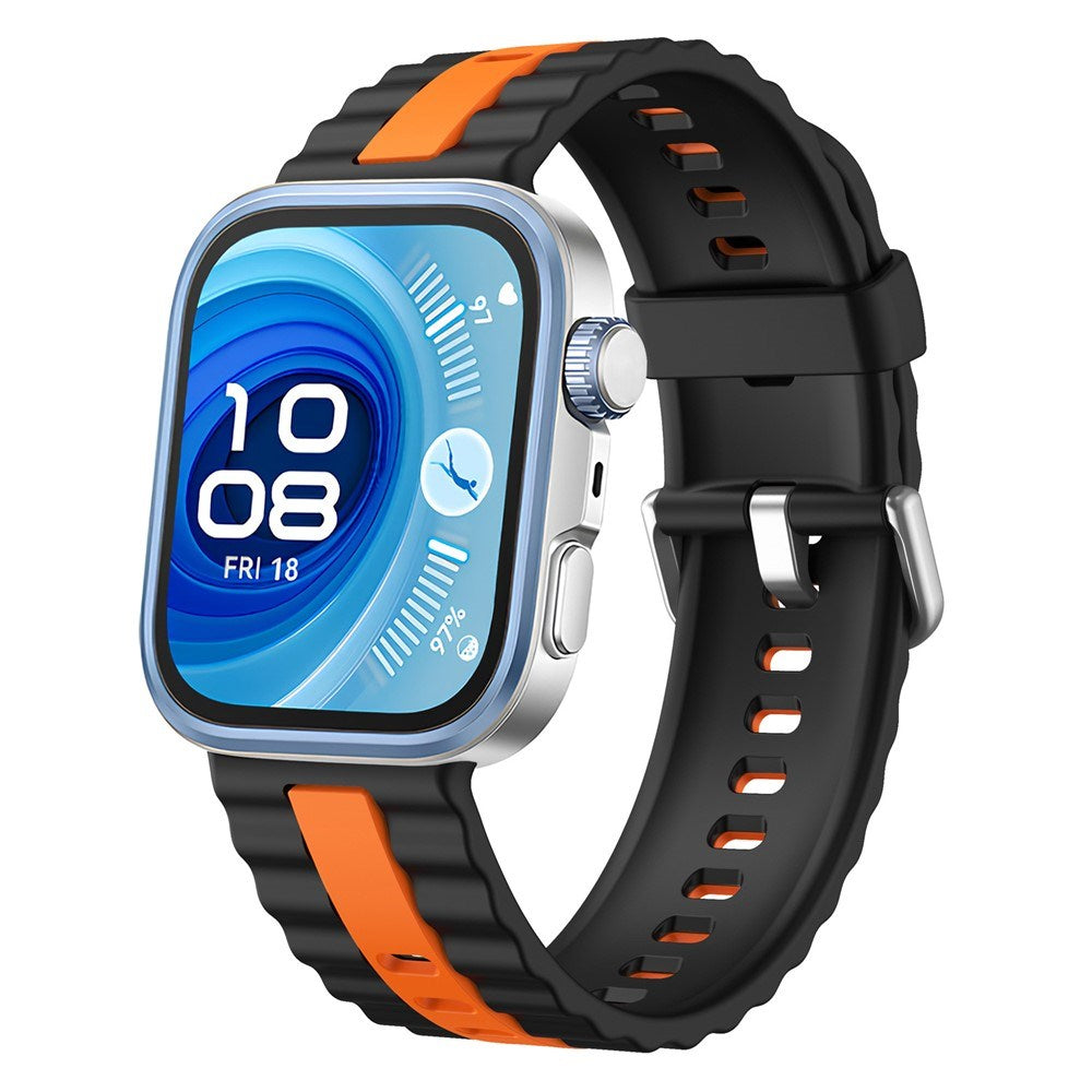 Huawei Watch Fit 5 Pro / 5 / 4 Pro / 4 / 3 EIDERWOOD Tofarvet Silikone Rem - Sort / Orange
