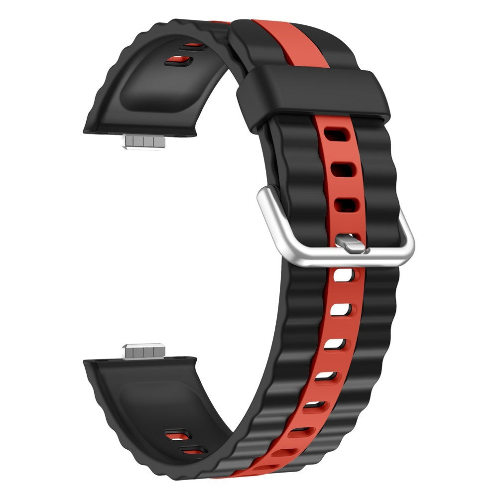 Huawei Watch Fit 5 Pro / 5 / 4 Pro / 4 / 3 EIDERWOOD Tofarvet Silikone Rem - Sort / Rød