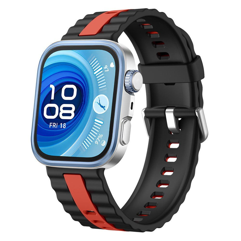 Huawei Watch Fit 5 Pro / 5 / 4 Pro / 4 / 3 EIDERWOOD Tofarvet Silikone Rem - Sort / Rød