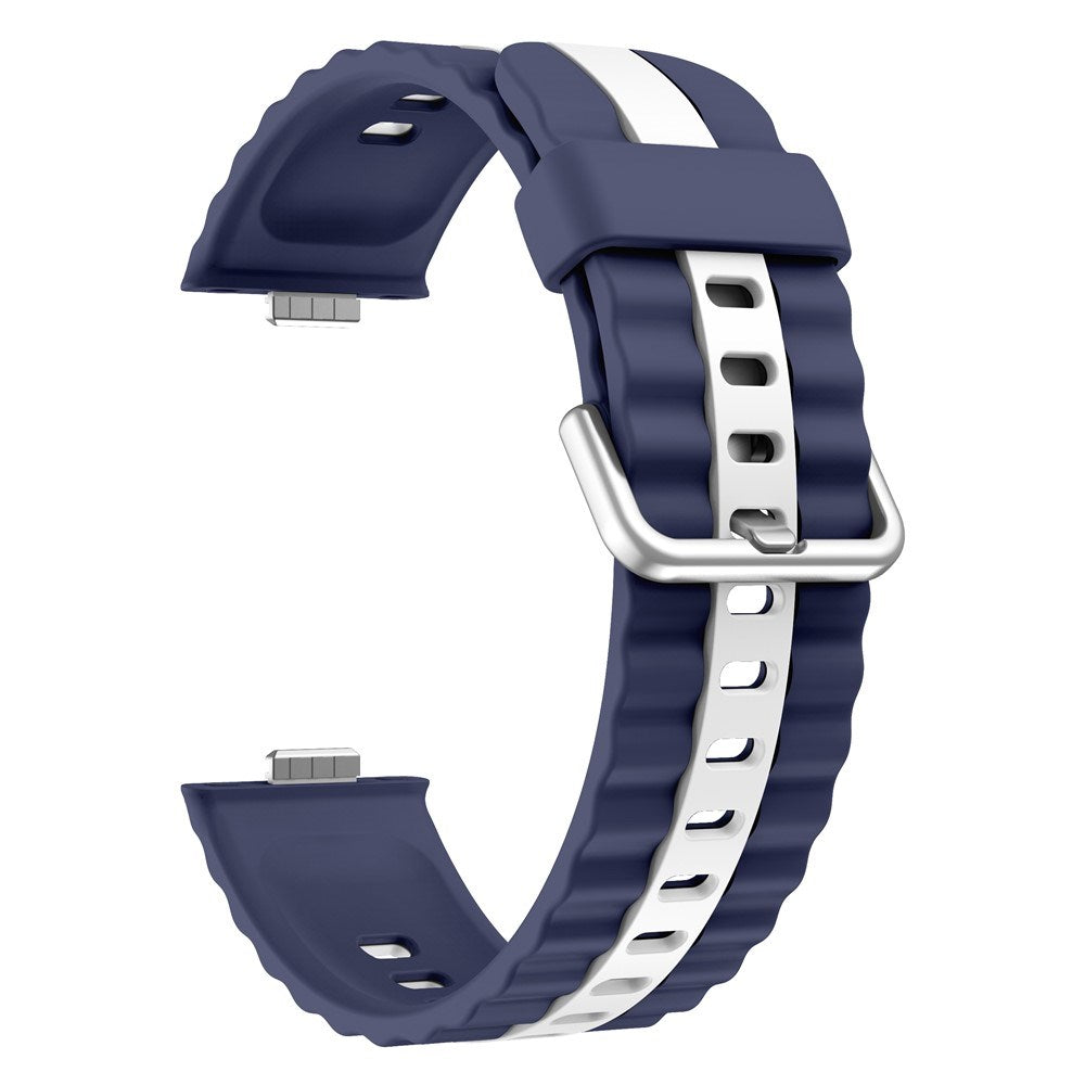 Huawei Watch Fit 5 Pro / 5 / 4 Pro / 4 / 3 EIDERWOOD Tofarvet Silikone Rem - Blå / Hvid