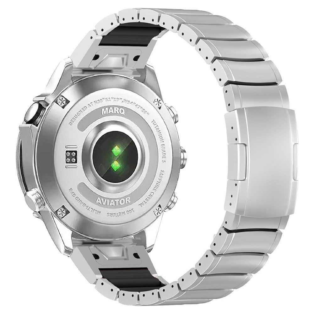 Universal Garmin 22mm QuickFit EIDERWOOD Titanium Rem m. Farvet Silikone - Sølv / Sort