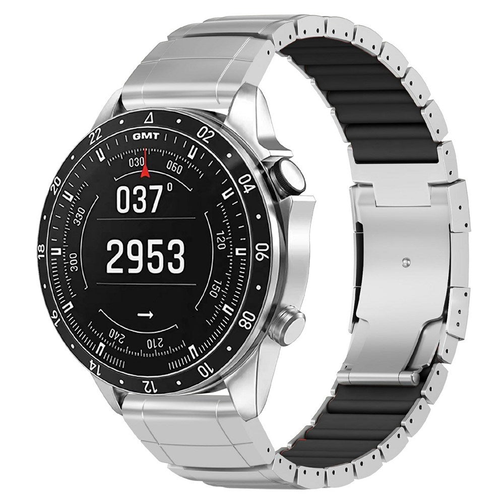 Universal Garmin 22mm QuickFit EIDERWOOD Titanium Rem m. Farvet Silikone - Sølv / Sort