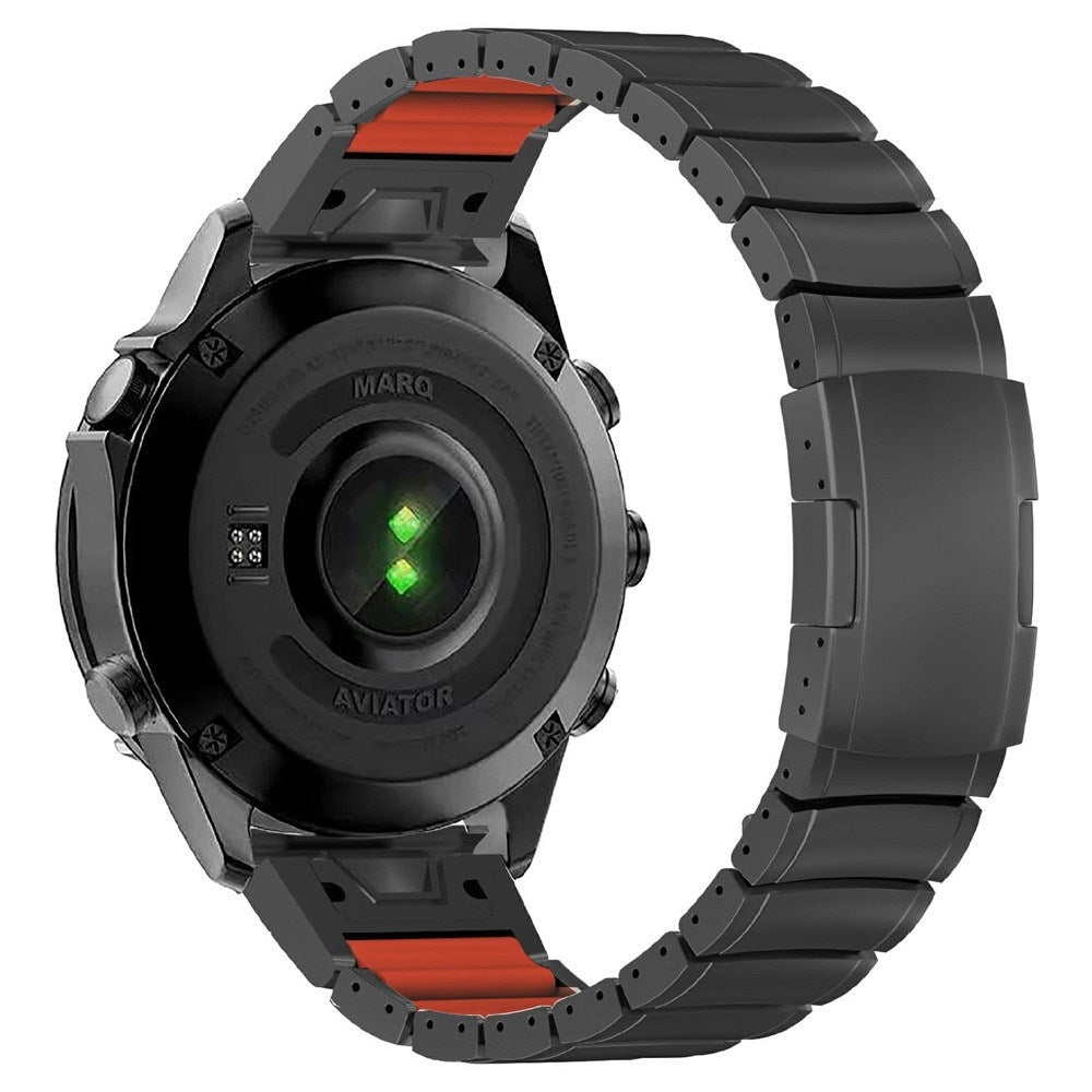Universal Garmin 22mm QuickFit EIDERWOOD Titanium Rem m. Farvet Silikone - Sort / Orange