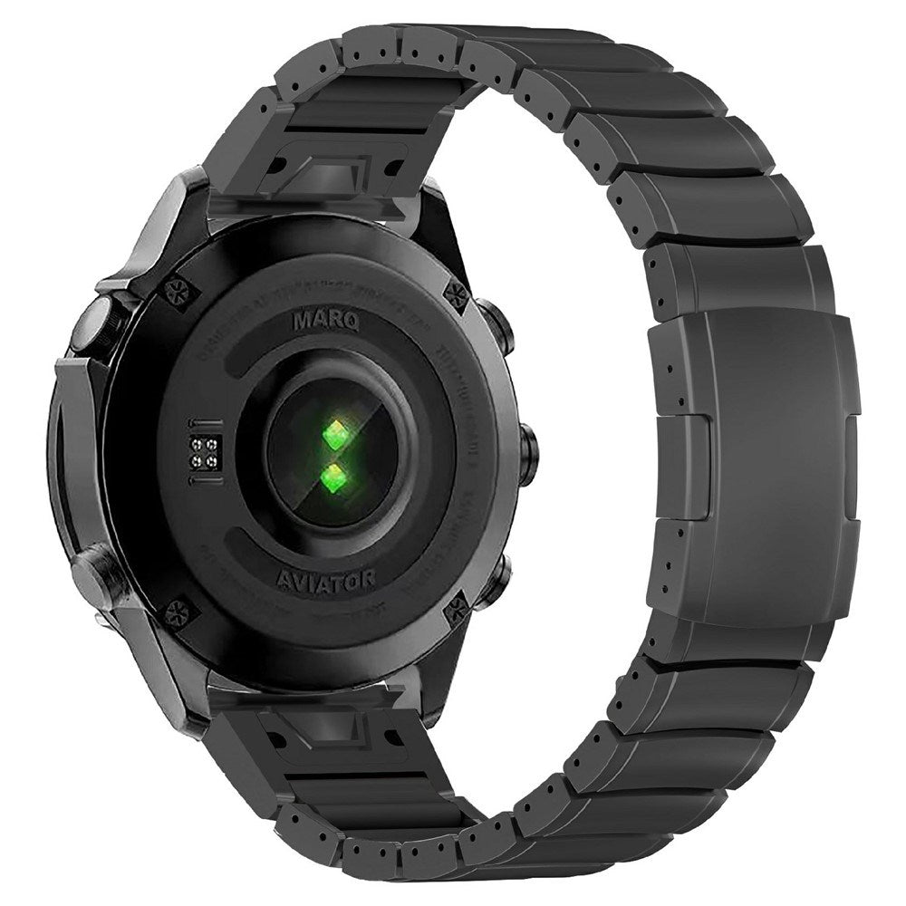 Universal Garmin 22mm QuickFit EIDERWOOD Titanium Rem m. Farvet Silikone - Sort