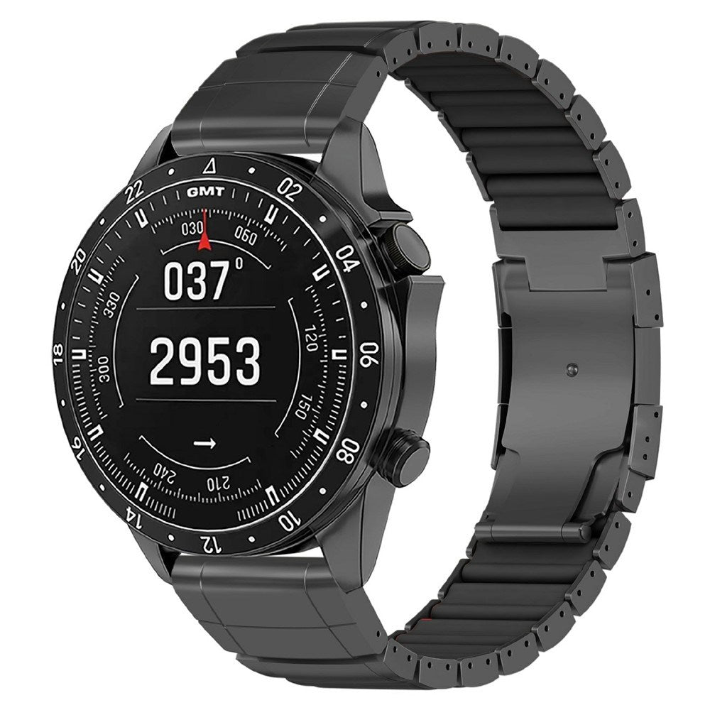 Universal Garmin 22mm QuickFit EIDERWOOD Titanium Rem m. Farvet Silikone - Sort