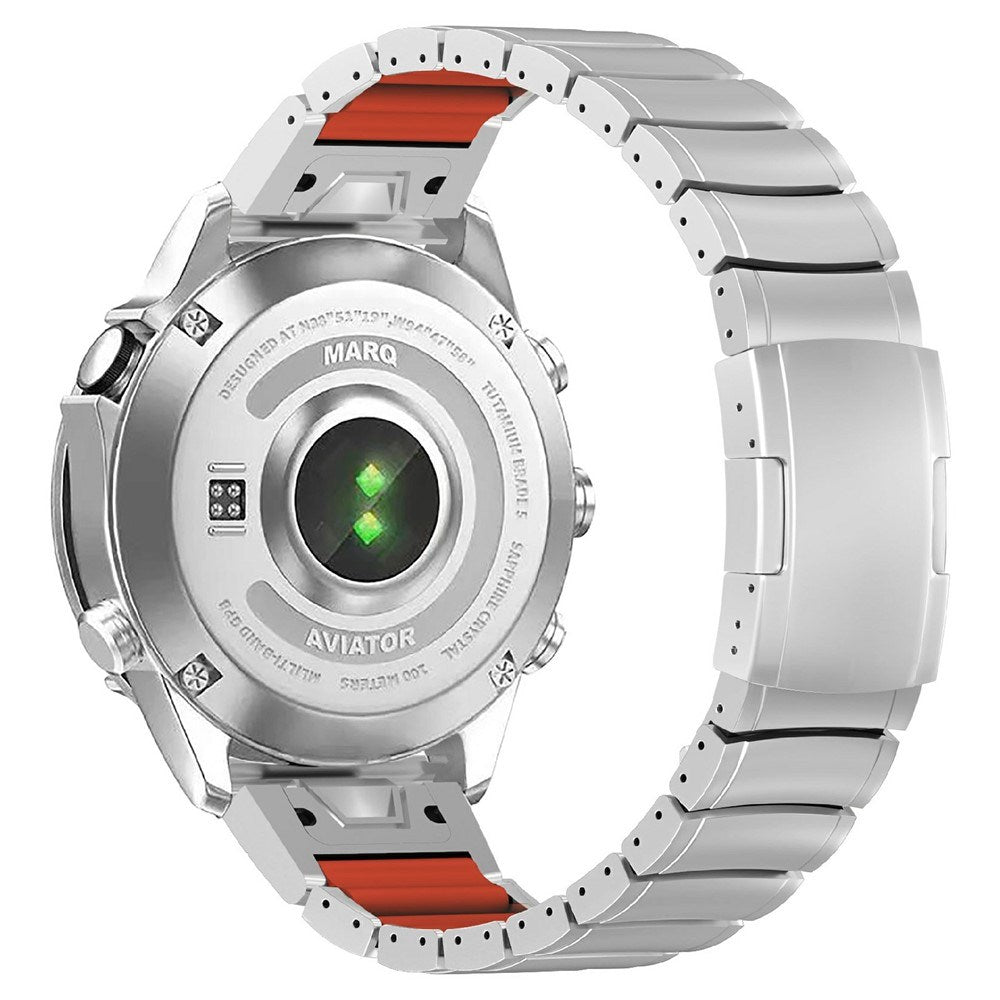 Universal Garmin 26mm QuickFit EIDERWOOD Titanium Rem m. Farvet Silikone - Sølv / Orange