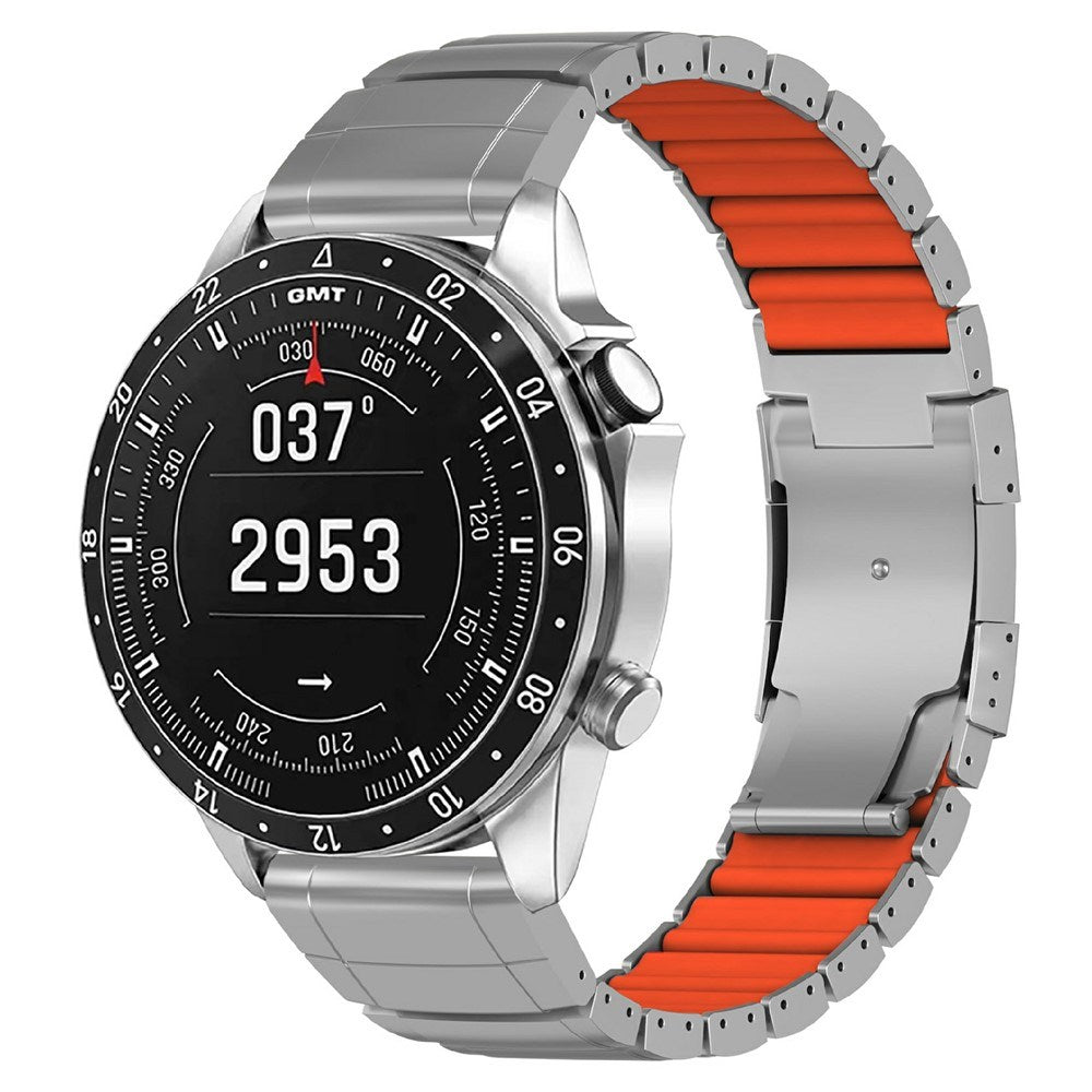 Universal Garmin 26mm QuickFit EIDERWOOD Titanium Rem m. Farvet Silikone - Sølv / Orange