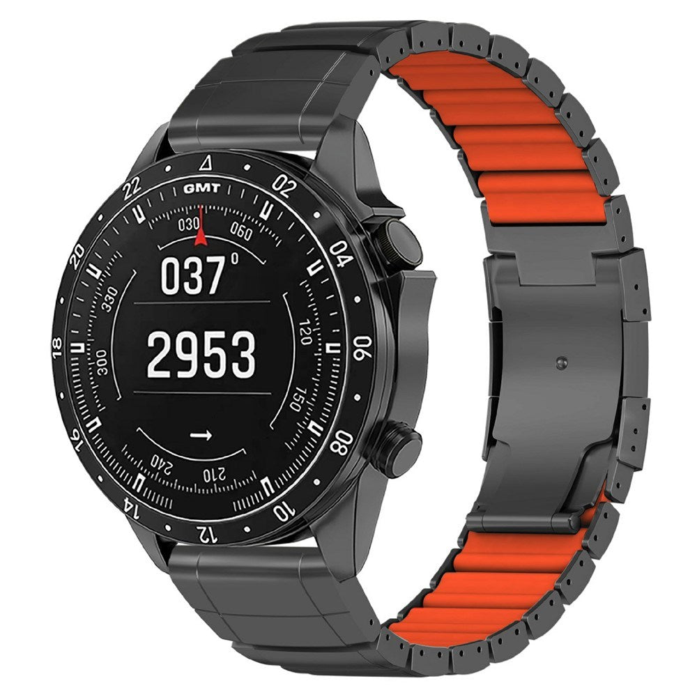 Universal Garmin 26mm QuickFit EIDERWOOD Titanium Rem m. Farvet Silikone - Sort / Orange
