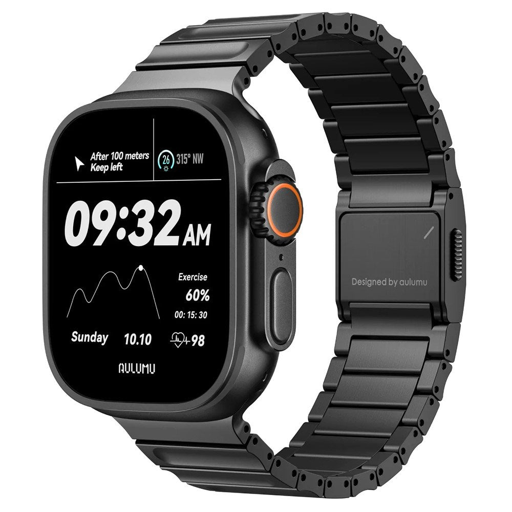 Apple Watch (42/44/SE/45/46/49mm) Aulumu C01 Titanium Rem - Sort