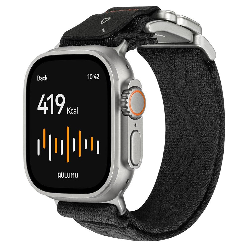 Apple Watch (42/44/SE/45/46/49mm) Aulumu C03 Nylon Rem - Sølv / Sort