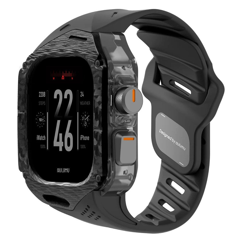 Apple Watch Ultra 4 / 3 / 2 / 1 (49mm) AULUMU Urrem m. Indbygget Plast Cover - Sort