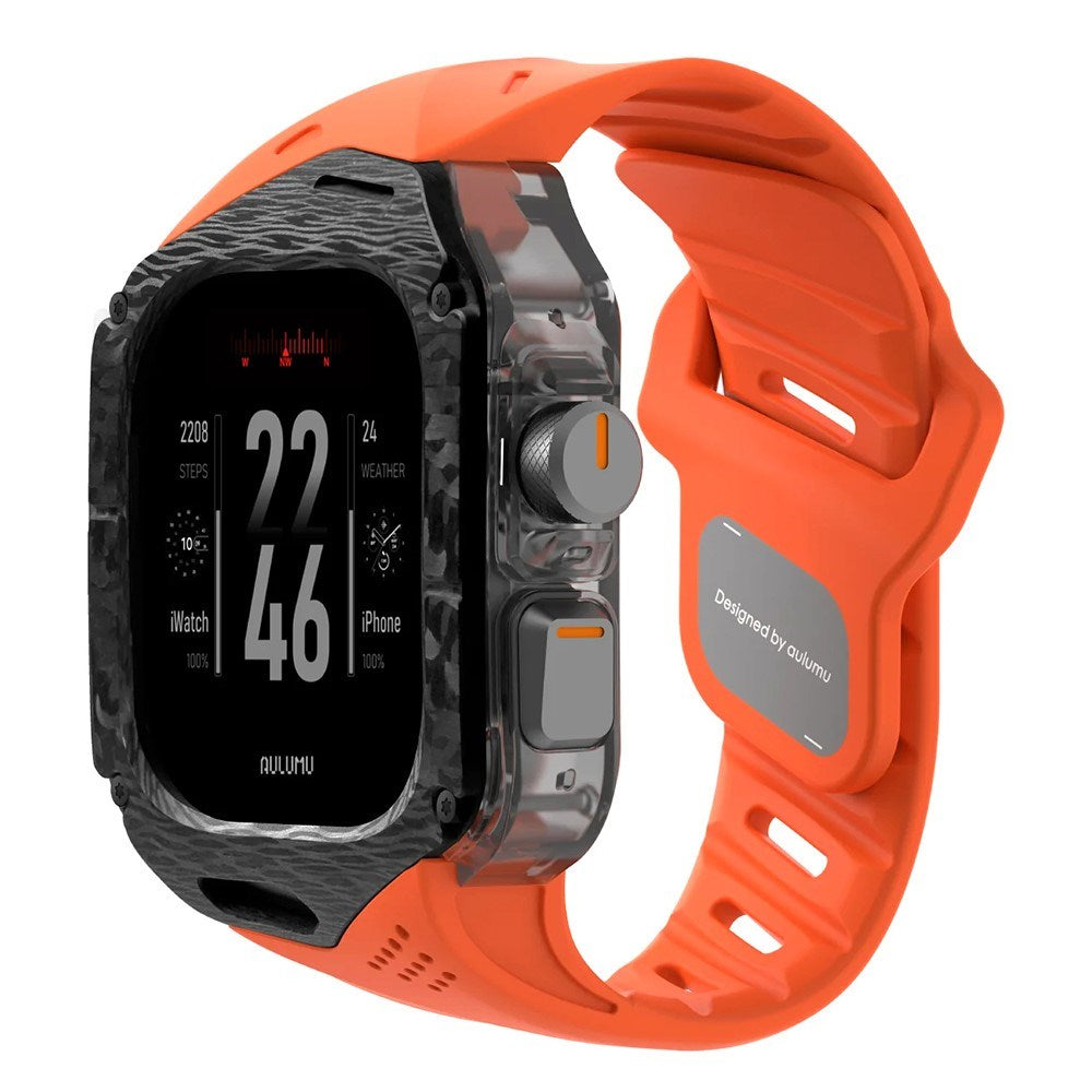 Apple Watch Ultra 4 / 3 / 2 / 1 (49mm) AULUMU Urrem m. Indbygget Plast Cover - Orange