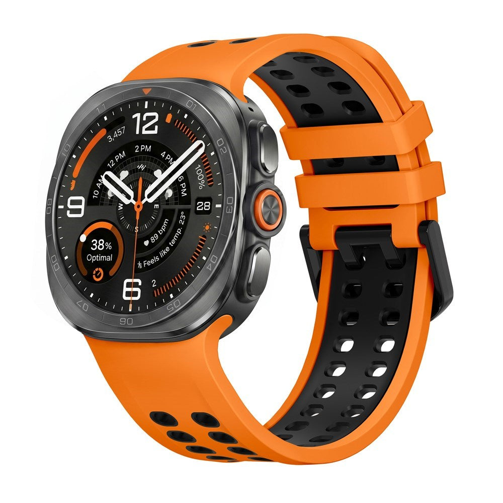 Samsung Galaxy Watch Ultra 2 / Ultra (47mm) Silikone Rem m. Ventilationshuller - Orange / Sort