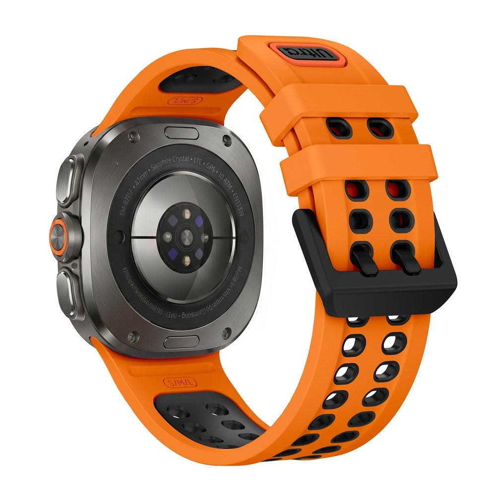 Samsung Galaxy Watch Ultra 2 / Ultra (47mm) Silikone Rem m. Ventilationshuller - Orange / Sort