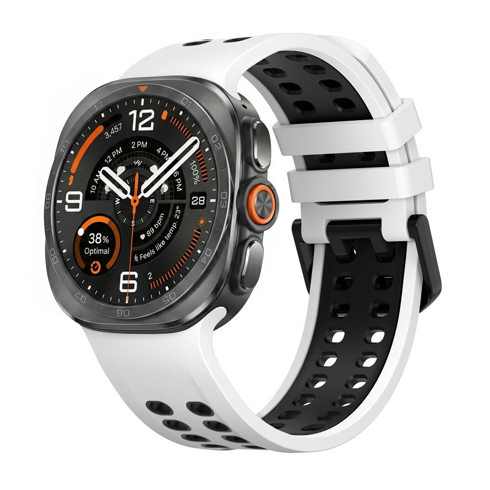Samsung Galaxy Watch Ultra 2 / Ultra (47mm) Silikone Rem m. Ventilationshuller - Hvid / Sort