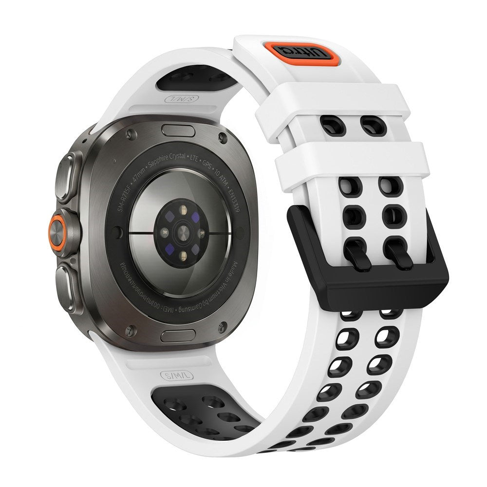 Samsung Galaxy Watch Ultra 2 / Ultra (47mm) Silikone Rem m. Ventilationshuller - Hvid / Sort
