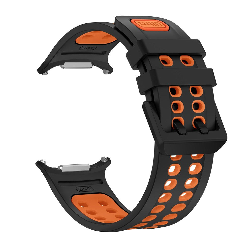 Samsung Galaxy Watch Ultra 2 / Ultra (47mm) Silikone Rem m. Ventilationshuller - Sort / Orange
