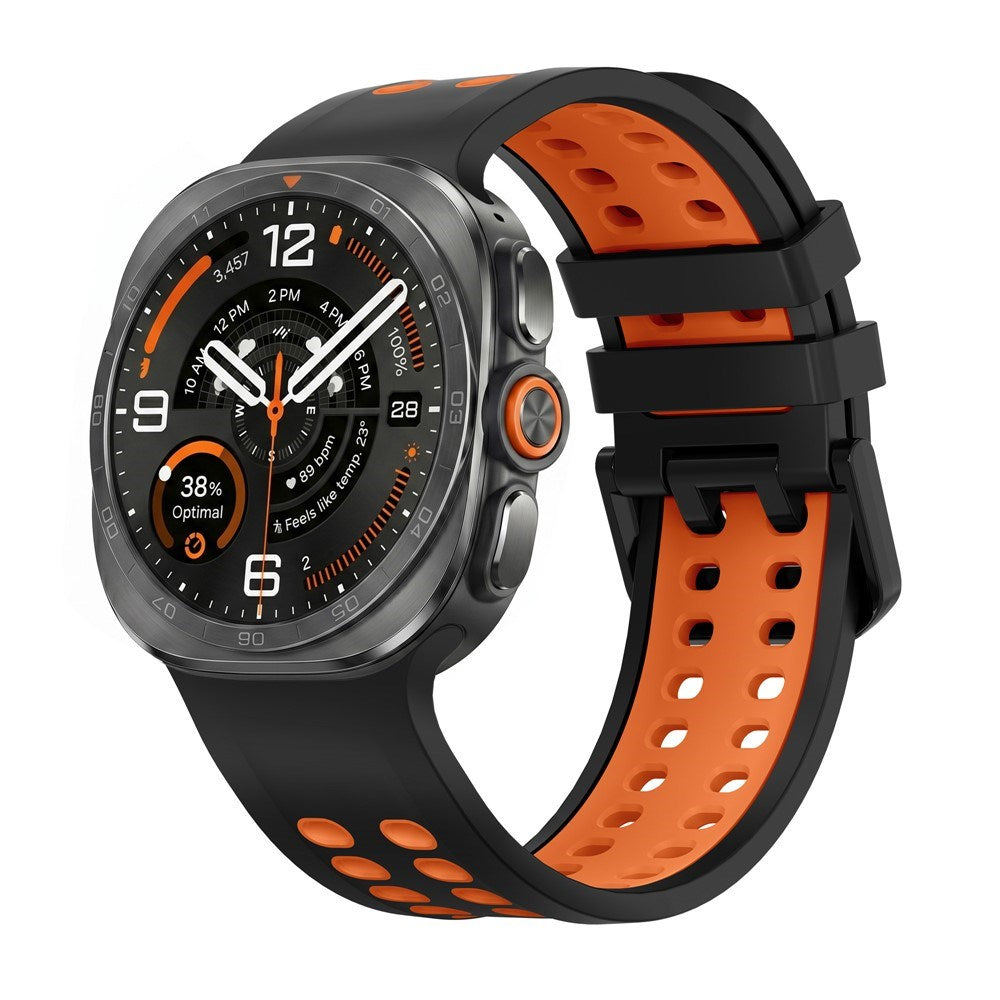Samsung Galaxy Watch Ultra 2 / Ultra (47mm) Silikone Rem m. Ventilationshuller - Sort / Orange