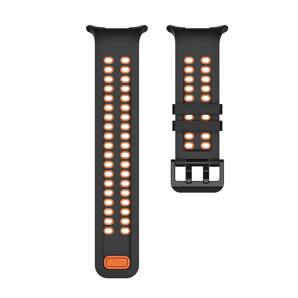 Samsung Galaxy Watch Ultra 2 / Ultra (47mm) Silikone Rem m. Ventilationshuller - Sort / Orange