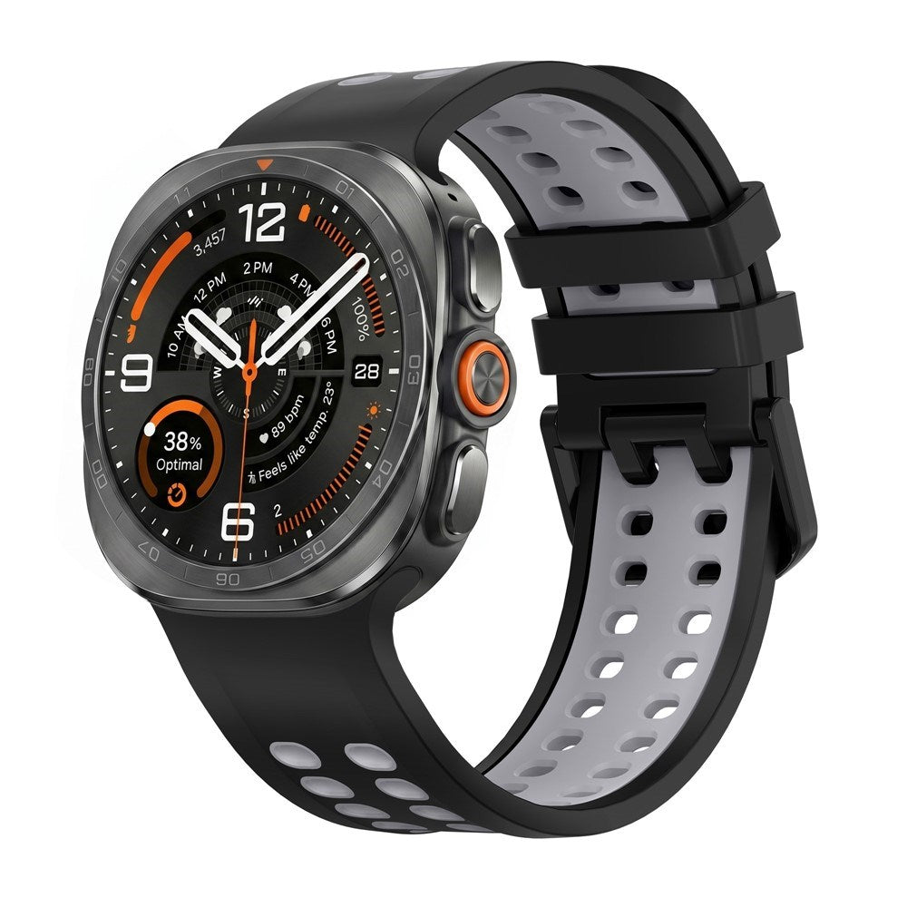 Samsung Galaxy Watch Ultra 2 / Ultra (47mm) Silikone Rem m. Ventilationshuller - Sort / Grå