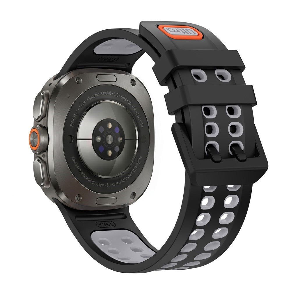 Samsung Galaxy Watch Ultra 2 / Ultra (47mm) Silikone Rem m. Ventilationshuller - Sort / Grå