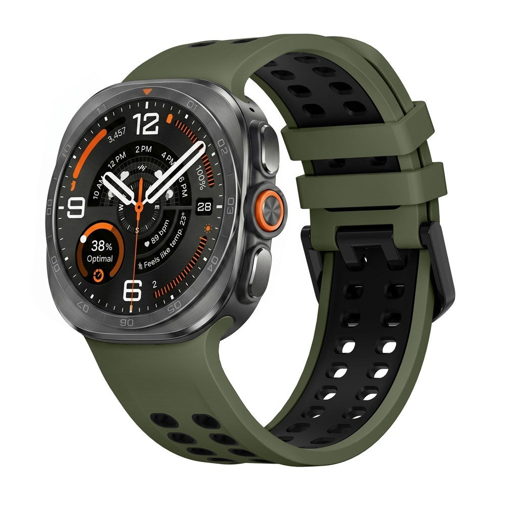 Samsung Galaxy Watch Ultra 2 / Ultra (47mm) Silikone Rem m. Ventilationshuller - Grøn / Sort