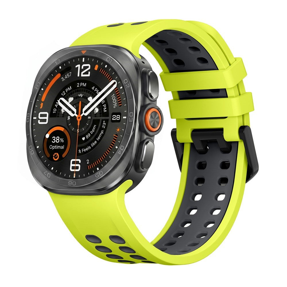 Samsung Galaxy Watch Ultra 2 / Ultra (47mm) Silikone Rem m. Ventilationshuller - Gul / Grå