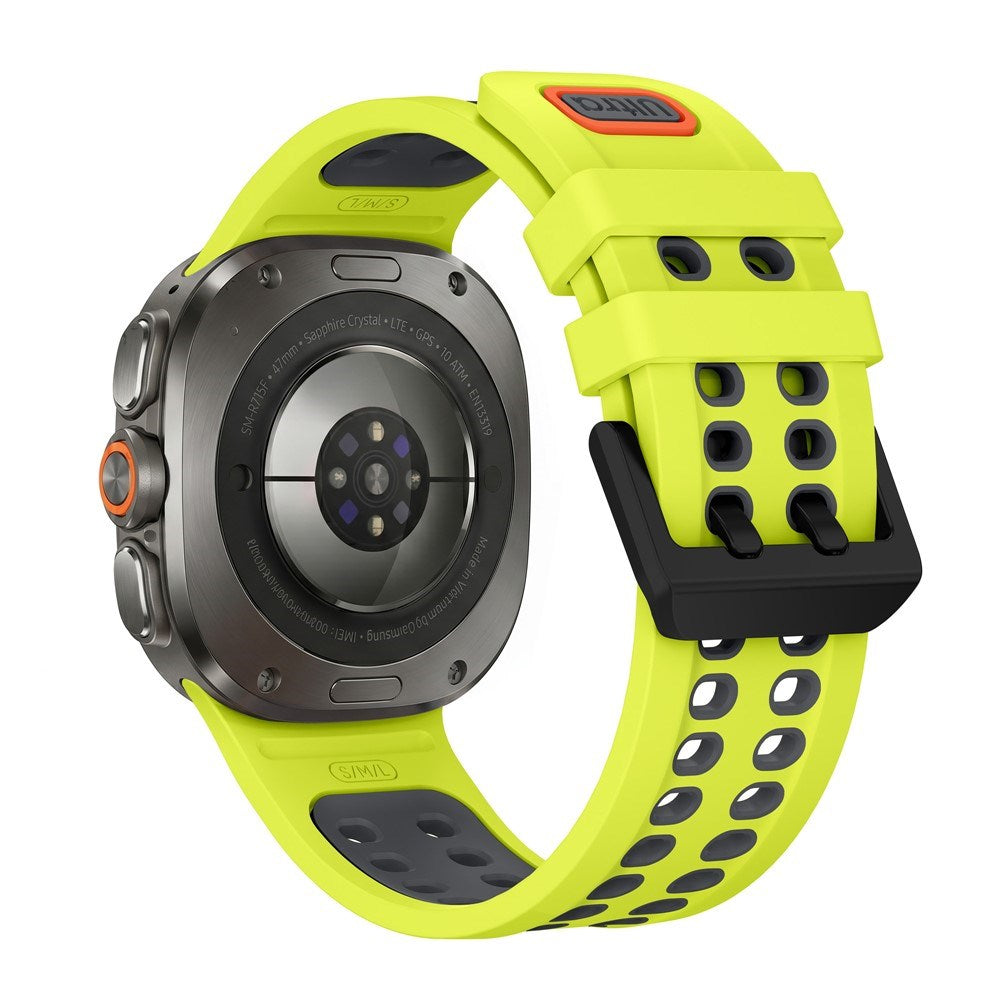 Samsung Galaxy Watch Ultra 2 / Ultra (47mm) Silikone Rem m. Ventilationshuller - Gul / Grå