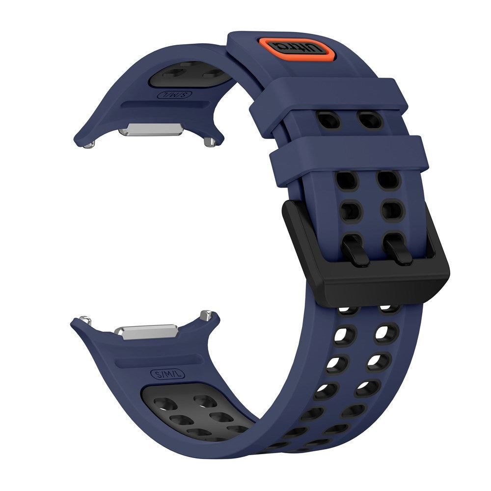 Samsung Galaxy Watch Ultra 2 / Ultra (47mm) Silikone Rem m. Ventilationshuller - Blå / Sort