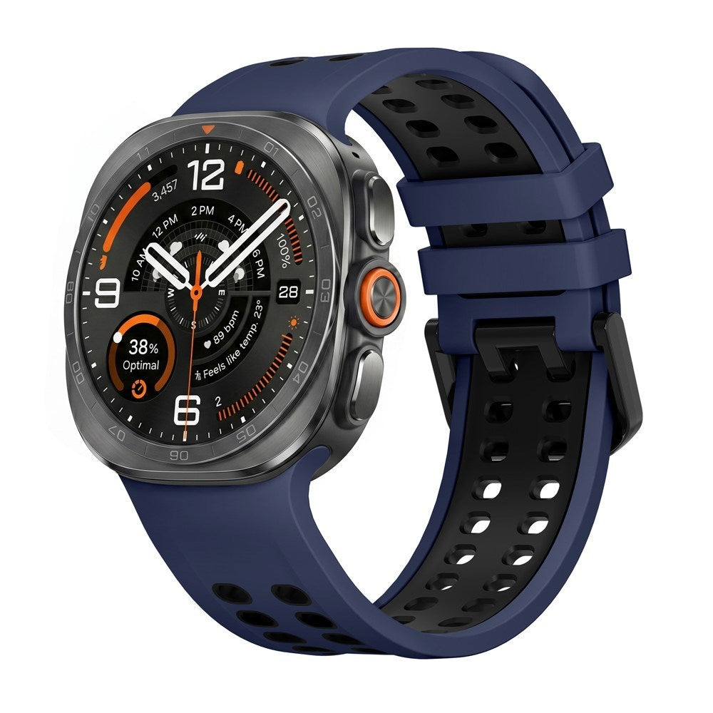 Samsung Galaxy Watch Ultra 2 / Ultra (47mm) Silikone Rem m. Ventilationshuller - Blå / Sort