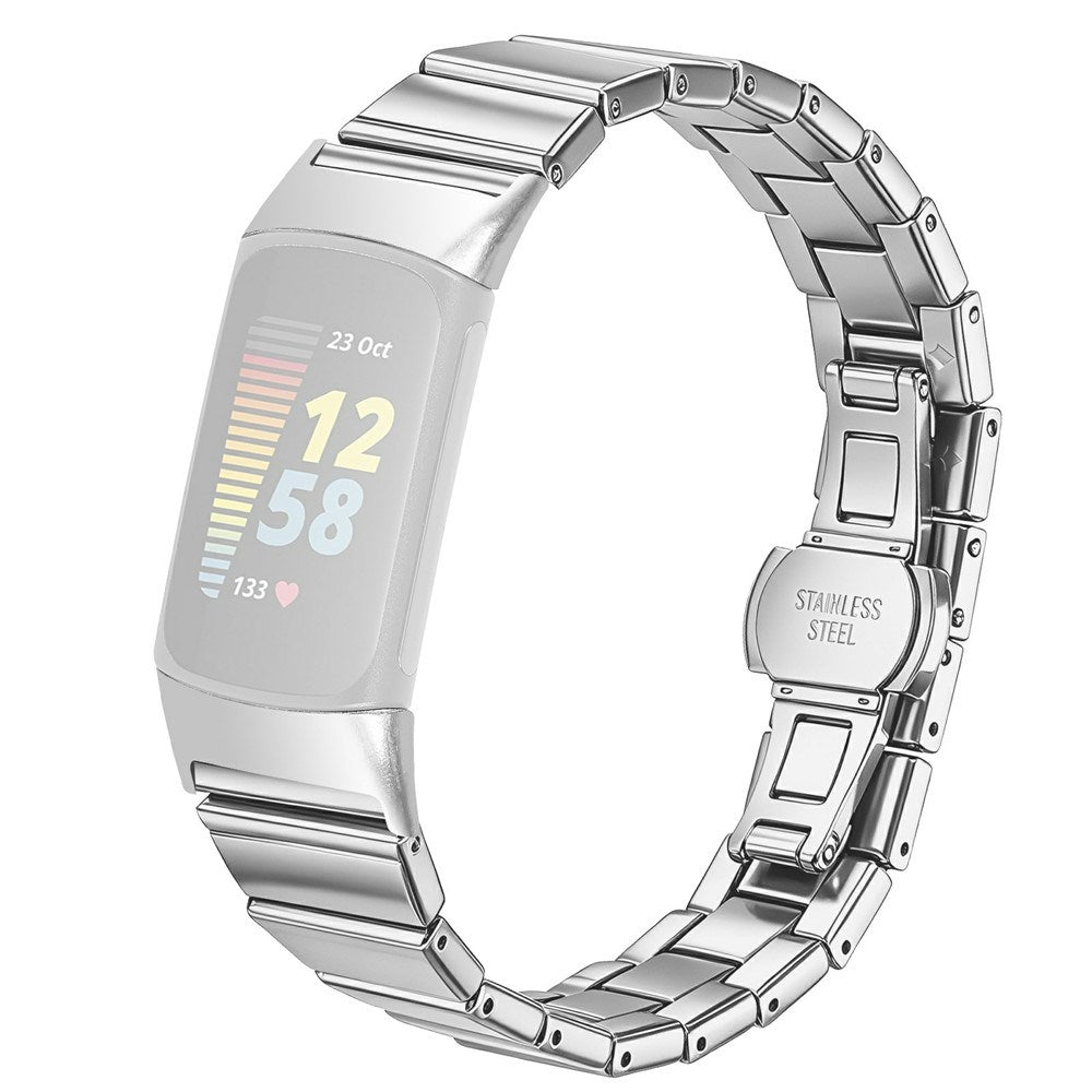 Fitbit Charge 6 / 5 EIDERWOOD Metal Urrem - Sølv