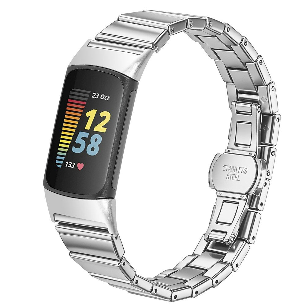 Fitbit Charge 6 / 5 EIDERWOOD Metal Urrem - Sølv