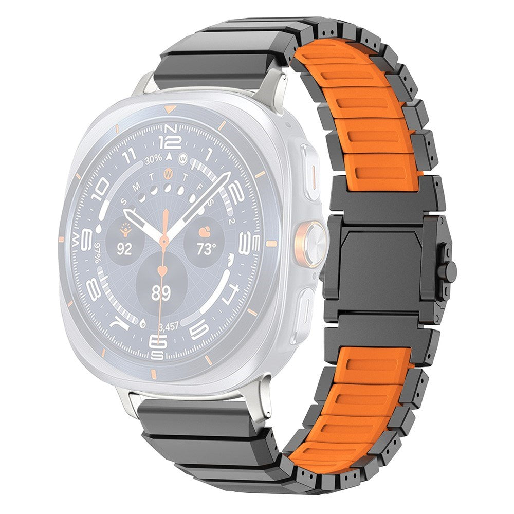 Samsung Galaxy Watch Ultra 2 / Ultra (47mm) Magnetisk Metal Rem m. Silikone - Grå / Orange