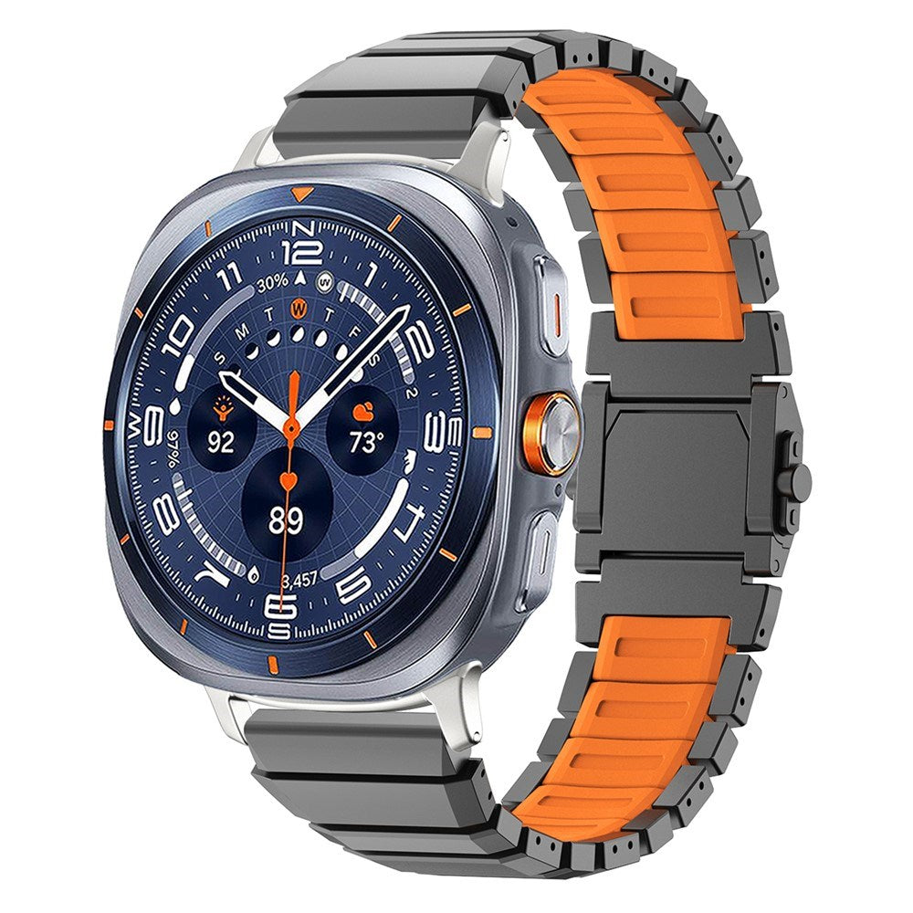 Samsung Galaxy Watch Ultra 2 / Ultra (47mm) Magnetisk Metal Rem m. Silikone - Grå / Orange