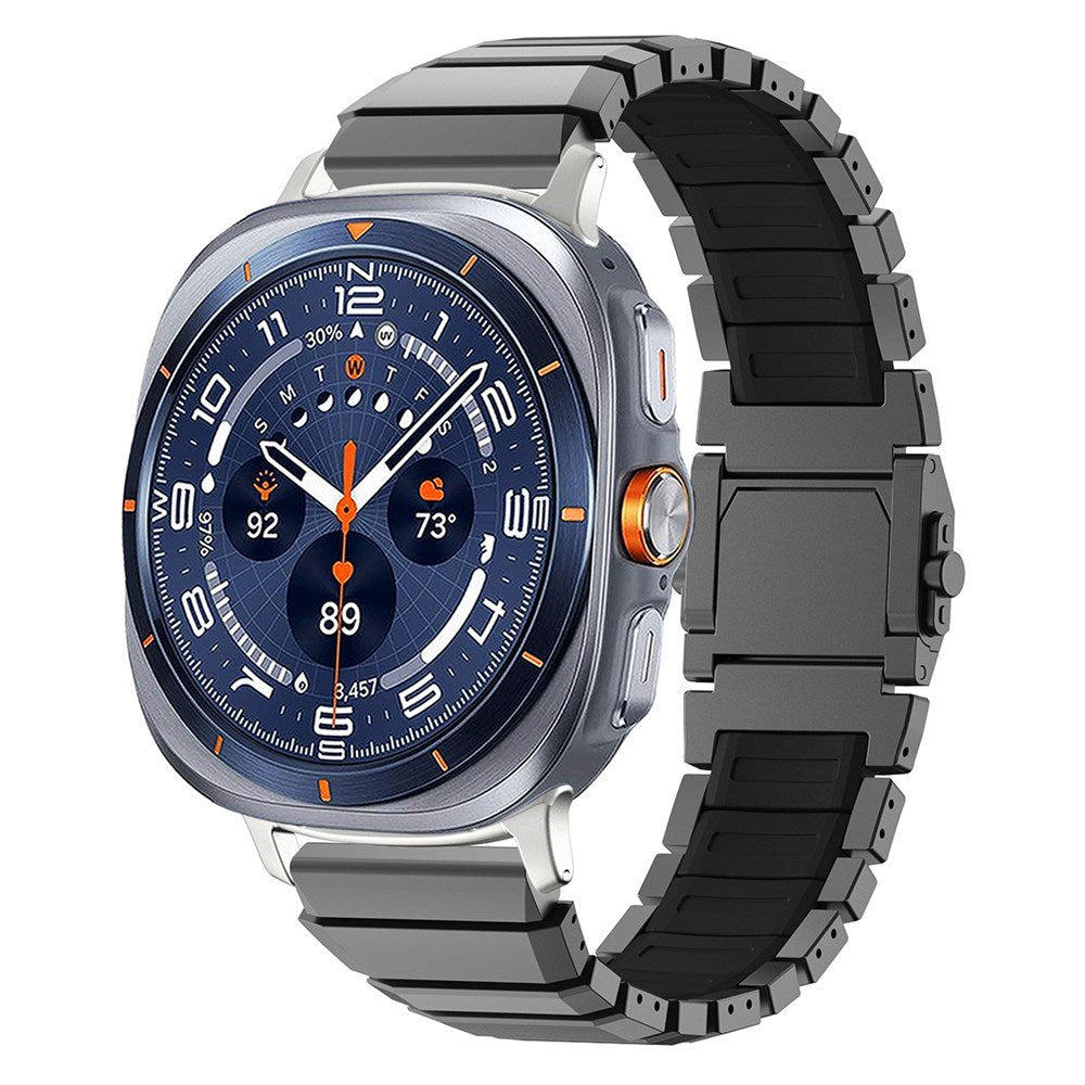 Samsung Galaxy Watch Ultra 2 / Ultra (47mm) Magnetisk Metal Rem m. Silikone - Grå / Sort