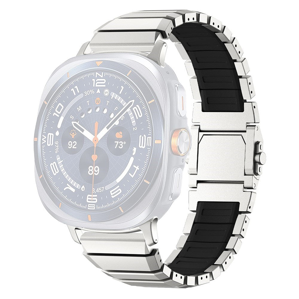 Samsung Galaxy Watch Ultra 2 / Ultra (47mm) Magnetisk Metal Rem m. Silikone - Sølv / Sort
