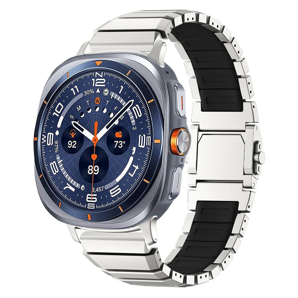 Samsung Galaxy Watch Ultra 2 / Ultra (47mm) Magnetisk Metal Rem m. Silikone - Sølv / Sort