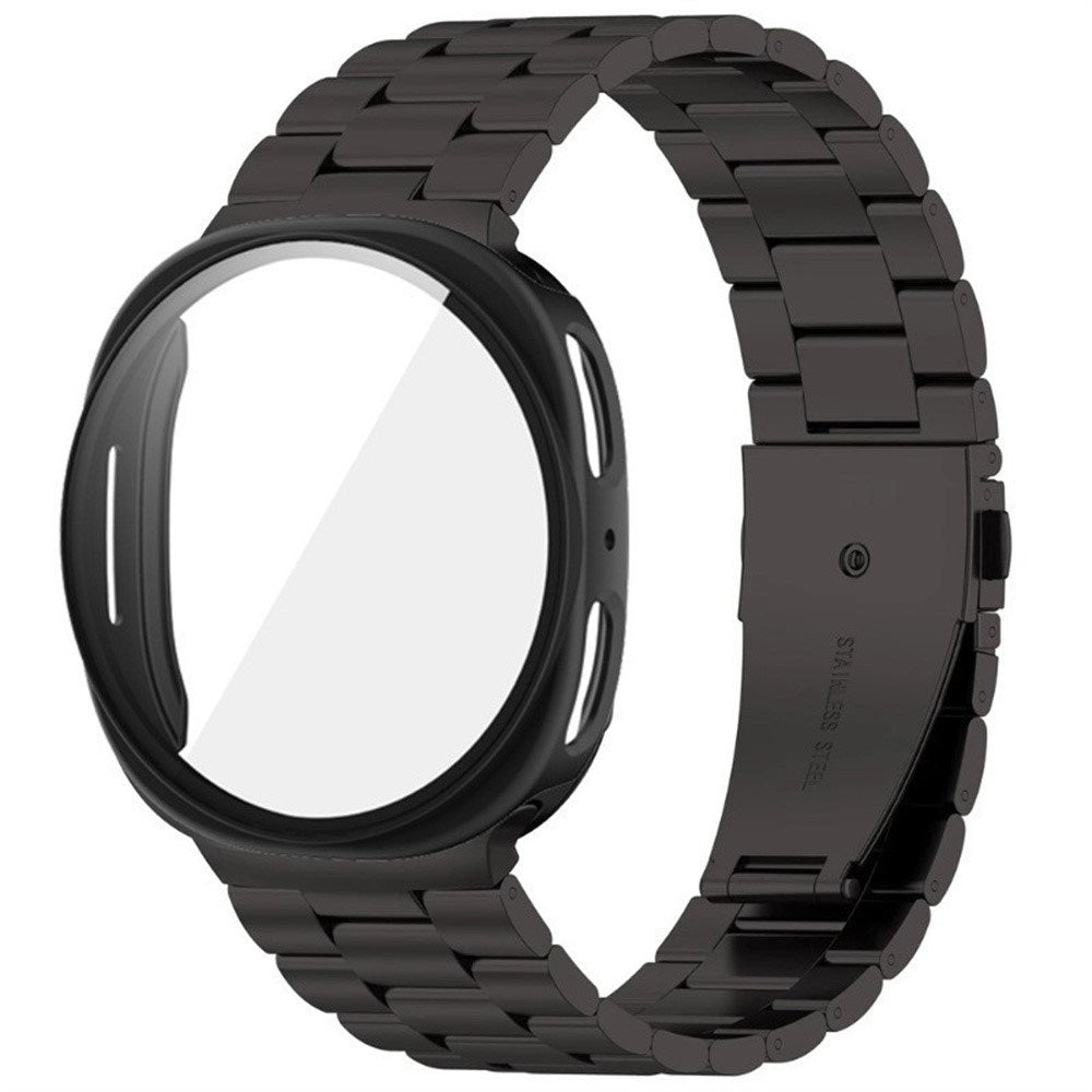 Samsung Galaxy Watch 8 / 9 (40mm) EIDERWOOD Rustfri Stål Urrem m. Plast Cover & Beskyttelsesglas - Sort