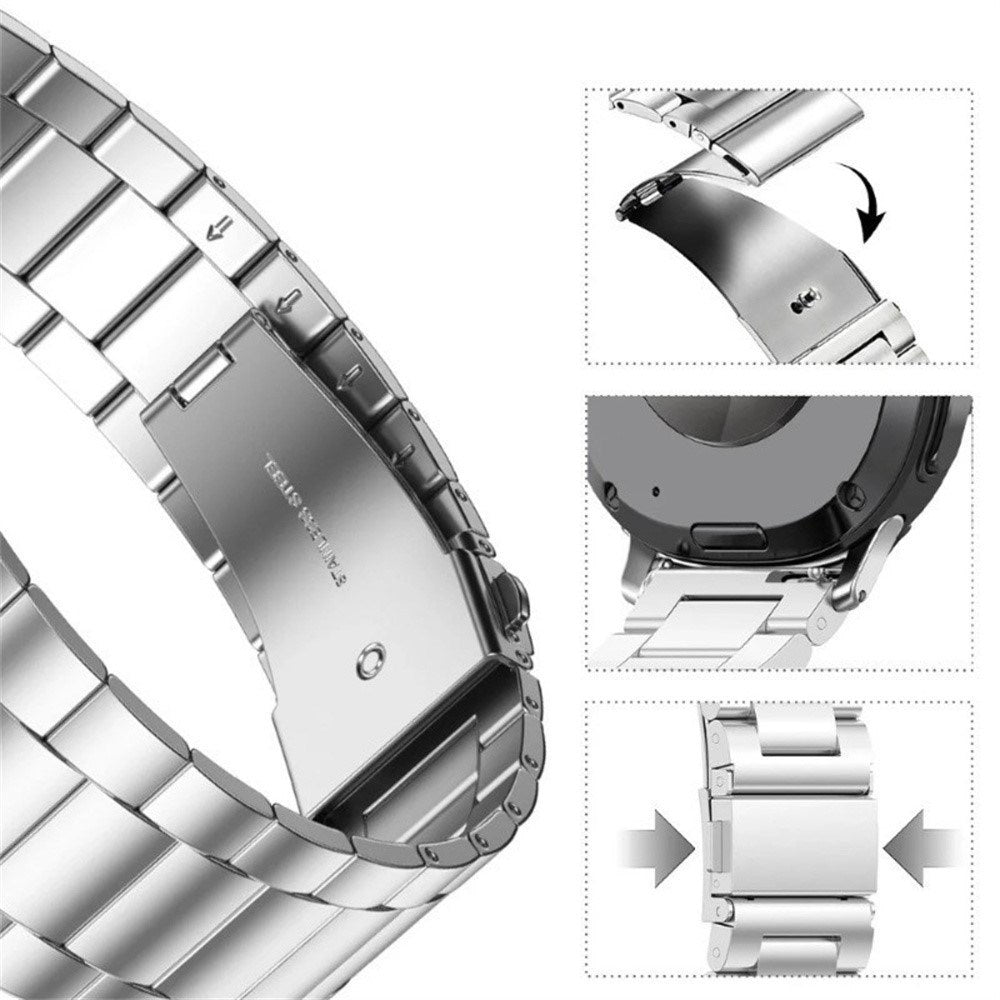 Samsung Galaxy Watch 8 / 9 (40mm) EIDERWOOD Rustfri Stål Urrem m. Plast Cover & Beskyttelsesglas - Sølv