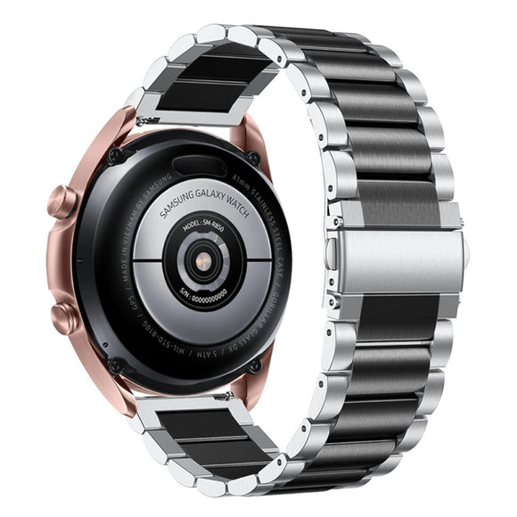 Universal Smartwatch (20mm) Rustfri Stål Rem - Sølv / Sort