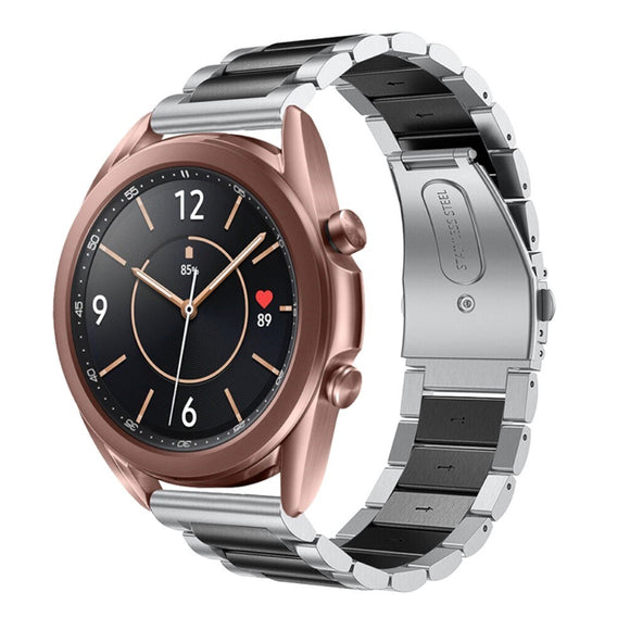 Universal Smartwatch (20mm) Rustfri Stål Rem - Sølv / Sort