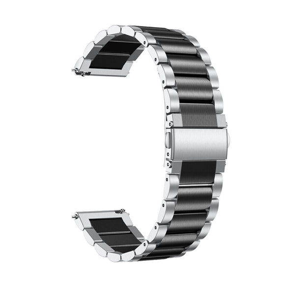 Universal Smartwatch (20mm) Rustfri Stål Rem - Sølv / Sort
