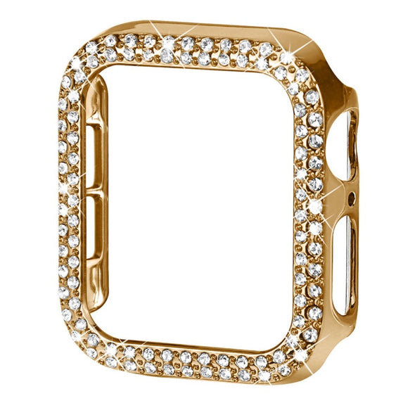 Apple Watch 9/8/7 (45mm) Hårdt Plast Cover - Guld & Rhinsten