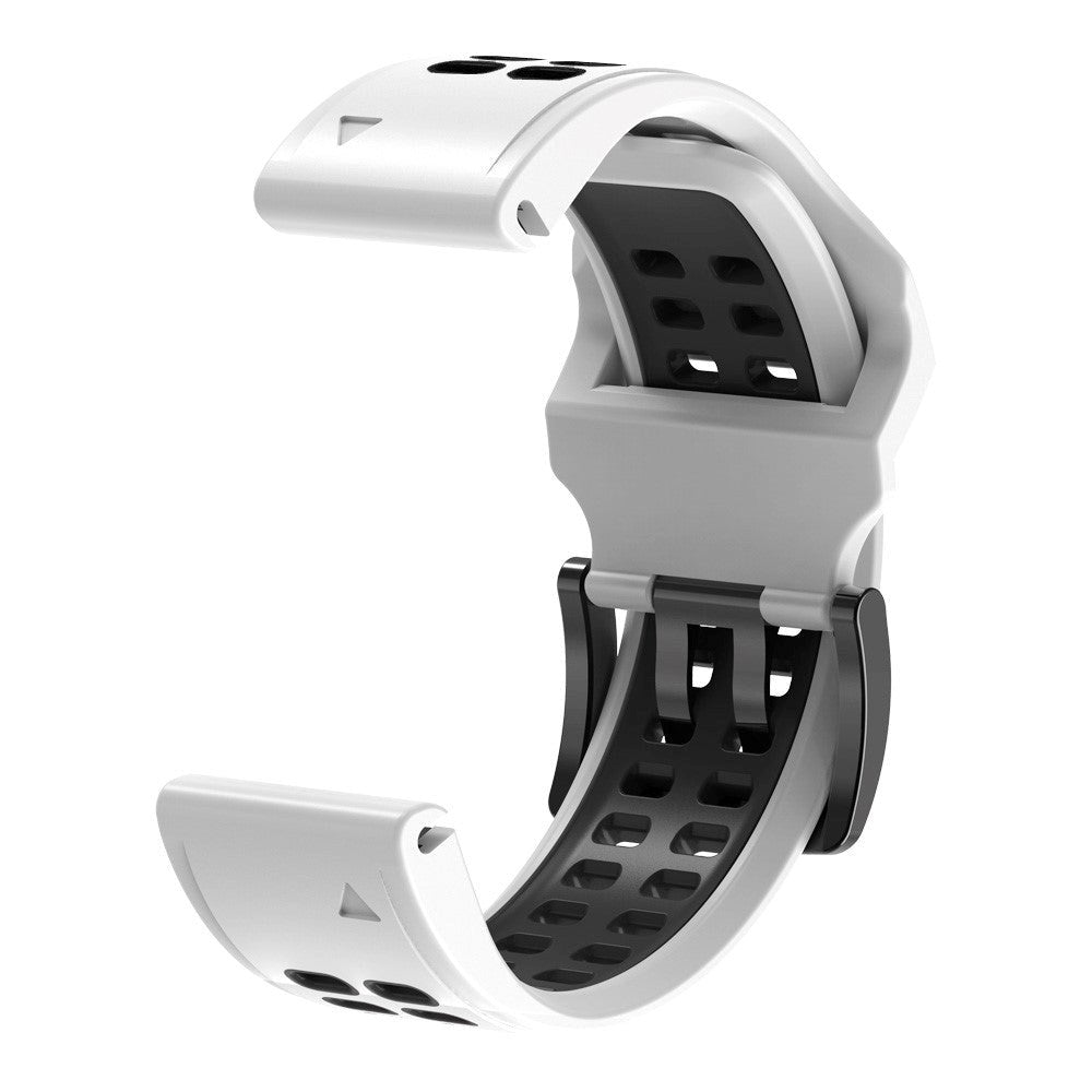 Universal Garmin Dobbelt-hullet Silikone Rem (26mm QuickFit) - Hvid / Sort
