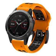 Universal Garmin Dobbelt-hullet Silikone Rem (26mm QuickFit) - Orange / Sort