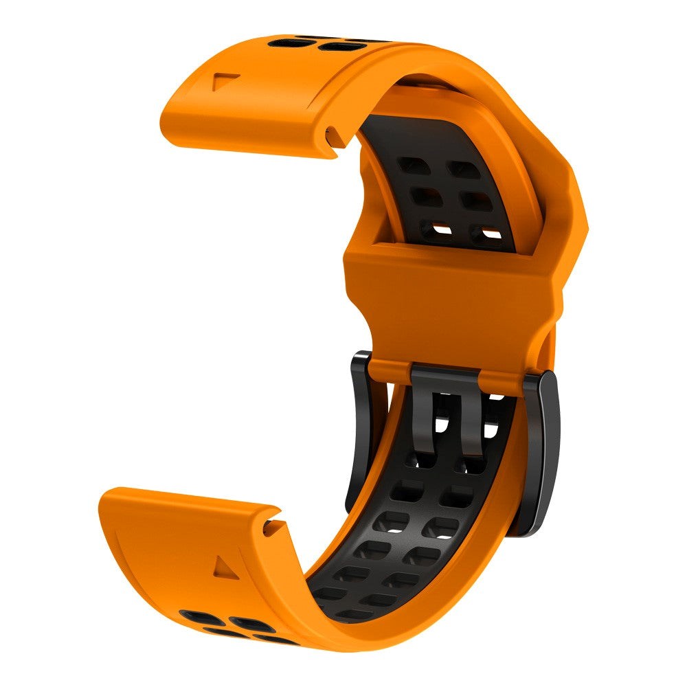 Universal Garmin Dobbelt-hullet Silikone Rem (26mm QuickFit) - Orange / Sort