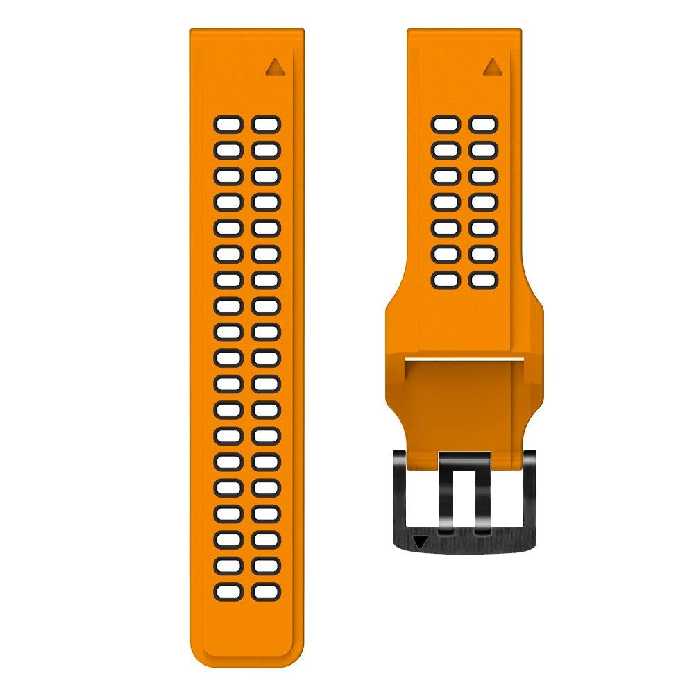 Universal Garmin Dobbelt-hullet Silikone Rem (26mm QuickFit) - Orange / Sort