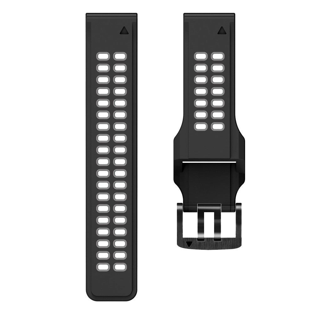Universal Garmin Dobbelt-hullet Silikone Rem (26mm QuickFit) - Sort / Grå