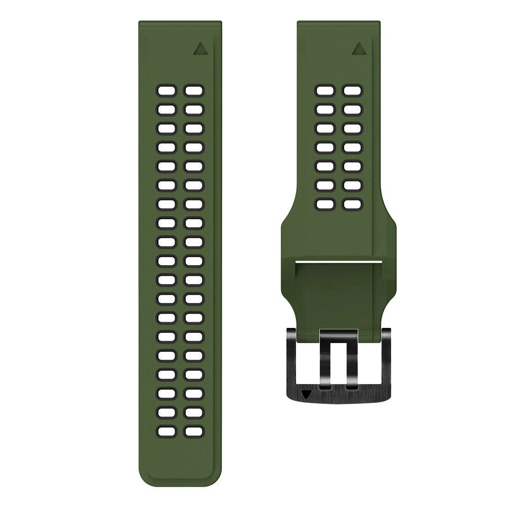 Universal Garmin Dobbelt-hullet Silikone Rem (26mm QuickFit) - Militær Grøn / Sort